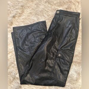 Faux leather cargo pants.